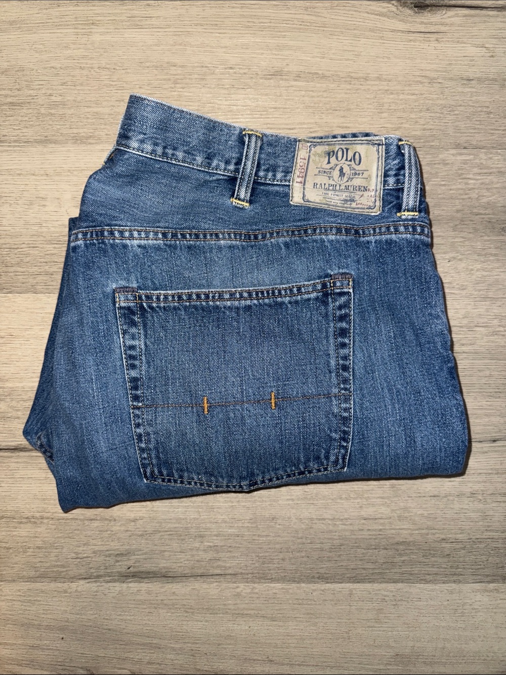 Polo Ralph Lauren Mens Classic Fit 867 Blue Denim Jeans 46B x 32 Medium Wash - Picture 5 of 9